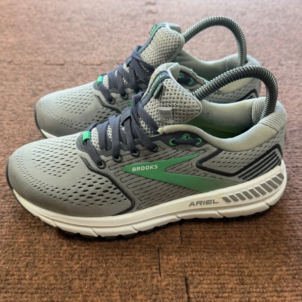 B+ Brooks Ariel 20 Womens 6.5 Grey‎ Green Stability Running Shoes 1203151B076